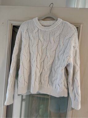 aerie Chunky Cable Knit Sweater - White